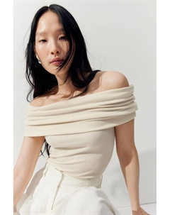 Рубашка в рубчик с открытыми плечами, бежевый H&m