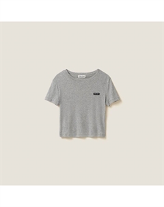 Футболка из джерси в рубчик, серый Miu miu