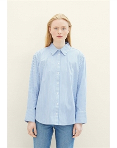 Блузка на пуговицах GESTREIFTES LOOSE FIT DENIM, светло-голубой Tom tailor