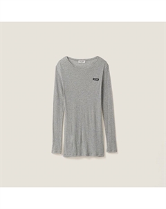 Платье из джерси в рубчик, серый Miu miu