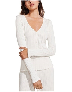 Топ на пуговицах Pointelle с V-образным вырезом, слоновая кость/кремовый Eberjey