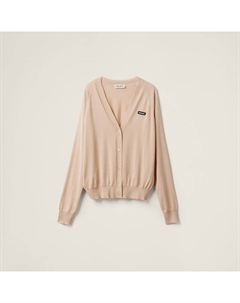 Кардиган из кашемира и шелка, белый Miu miu