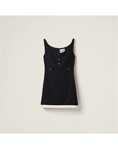 Короткое платье из ткани с петелькой и пайетками, черный Miu miu