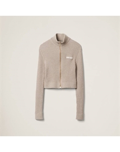 Шерстяной вязаный кардиган, бежевый Miu miu