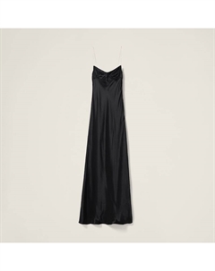 Длинное атласное платье, черный Miu miu
