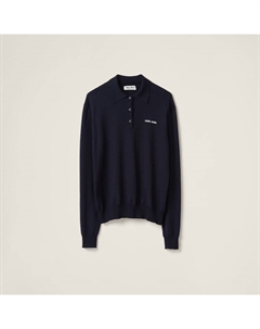 Шерстяная трикотажная рубашка, синий Miu miu