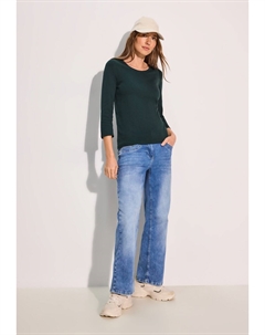 Топ с длинными рукавами MIT RUNDHALS, цвет Mottled Dark Green Cecil