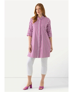 Блузка на пуговицах LONGLINE STRIPED , розовый Ulla popken