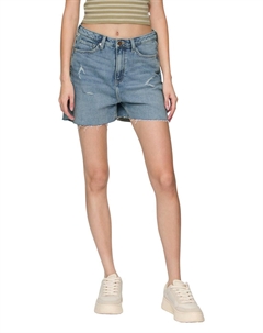 Джинсовые шорты MOM FIT HIGH RISE MIT WASCHUNG, цвет Stone Blue Denim Qs