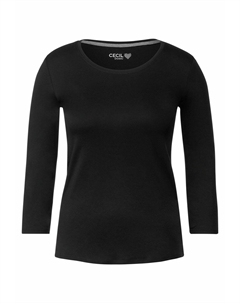 Топ с длинными рукавами MIT RUNDHALS, черный Cecil