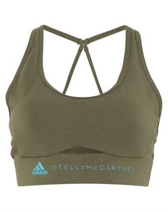 By Stella McCartney спортивный бюстгальтер с логотипом, зеленый Adidas