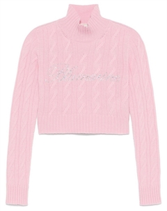 Свитер с логотипом из страз, розовый Blumarine