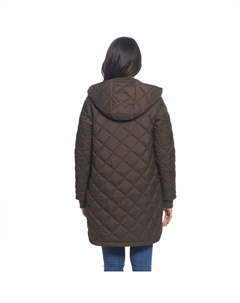 Женская стеганая дафлкот с капюшоном , темно-зеленый Weathercast