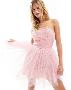 Мини-платье-бандо нежно-розового цвета Collective the label