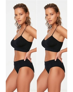 Трусы - Черный - Однотонный, черный Trendyol