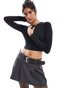 Полиамидный скульптурный топ с закрученной спинкой черного цвета Pull & bear