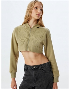 Толстовка с капюшоном на молнии, хаки Koton