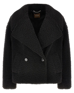 Шуба из искусственной овчины, черный Hugo