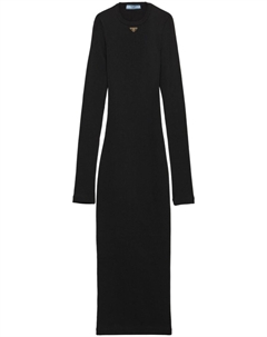 Платье миди из трикотажного полотна, черный Prada