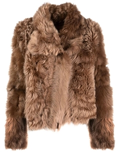 Шуба с воротником-стойкой, коричневый Yves salomon