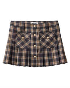 Юбка мини в клетку тартан, коричневый Miu miu