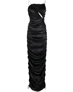 Шелковое платье макси с драпировкой, черный Del core