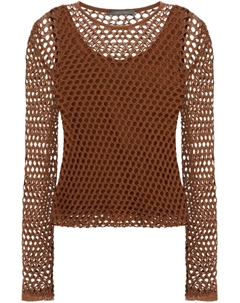 Сетчатый топ с длинными рукавами, коричневый Alberta ferretti
