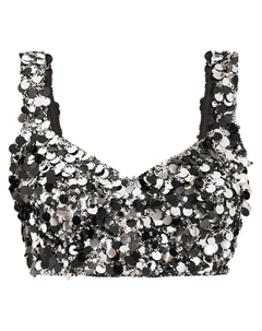Укороченный топ с пайетками, серебряный Dolce&gabbana