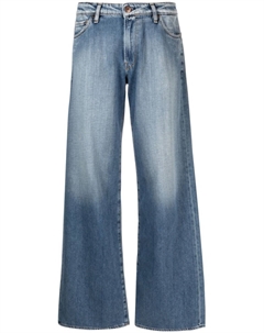 Широкие джинсы с эффектом потертости, синий 3x1