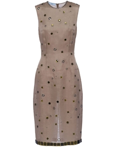 Шелковое платье с люверсами, зеленый Prada