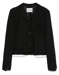 Пиджак в тонкую полоску, черный Miu miu