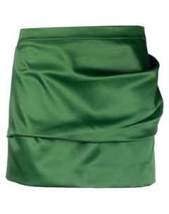 Атласная мини-юбка с оборками, зеленый Del core