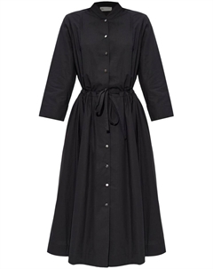 Хлопковое платье-рубашка с поясом, черный Tory burch