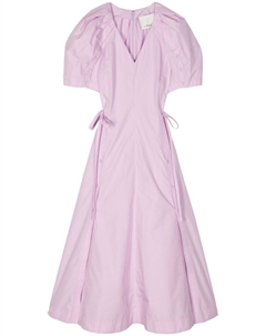 Поплиновое платье с объемными рукавами и V-образным вырезом 3.1 phillip lim