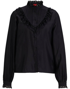 Блузка с оборками, черный Hugo