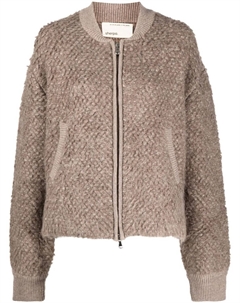 Бомбер крупной вязки на молнии, коричневый Sherpa.