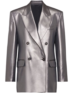 Двубортный пиджак с эффектом металлик, серый Brunello cucinelli