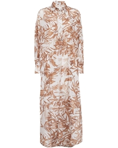 Платье-рубашка с принтом Herbarium, белый Brunello cucinelli