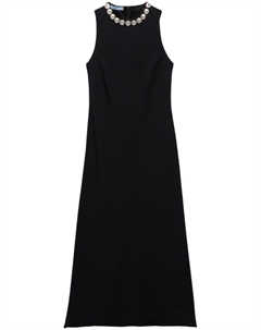 Вышитое платье миди, черный Prada