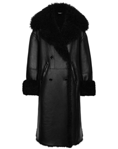 Пальто с подкладкой из овчины и широкими лацканами, черный Dolce&gabbana