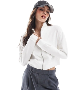 Куртка-бомбер из мягкого джерси белого цвета Stradivarius