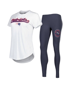 Женская футболка Concepts Sport, белая/темно-серая футболка New England Patriots Sonata и леггинсы для сна Unbranded