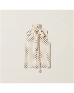 Топ из крепдешина в горошек, белый Miu miu