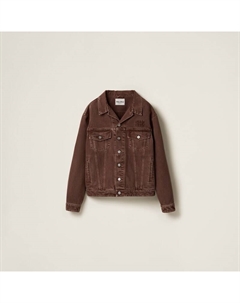 Джинсовая куртка окрашенная в готовом виде, коричневый Miu miu