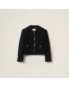 Прямой твидовый жакет, черный Miu miu