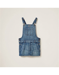 Короткое джинсовое платье с комбинезоном, синий Miu miu