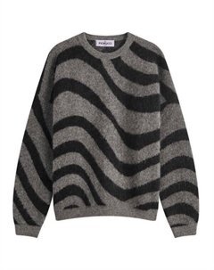 Черный мохеровый свитер в полоску, черный Fiorucci