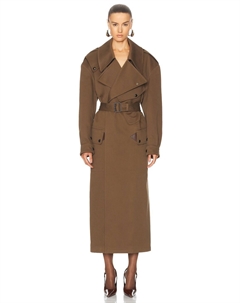 Пальто с поясом, цвет Kaki Saint laurent