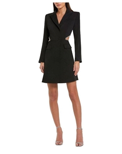 Мини-платье из крепового пиджака со стразами, черный Mac duggal