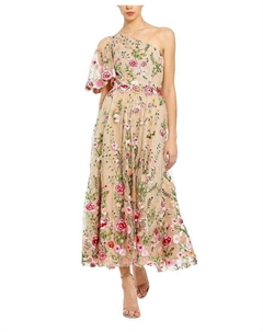 Платье на одно плечо с кружевной вышивкой, розовый Mac duggal